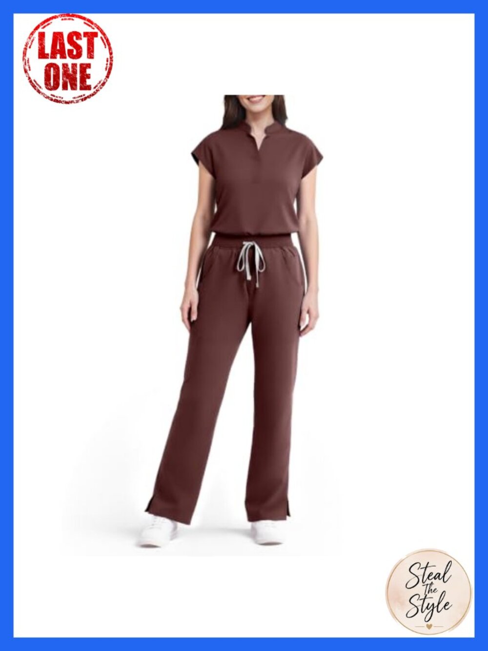 Women Scrubs Set Sleeveless 9 Pocket Straight Leg Yoga Waist Medical